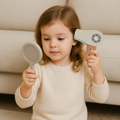 Children's 17-Piece Wooden Cosmetic Set with Bag