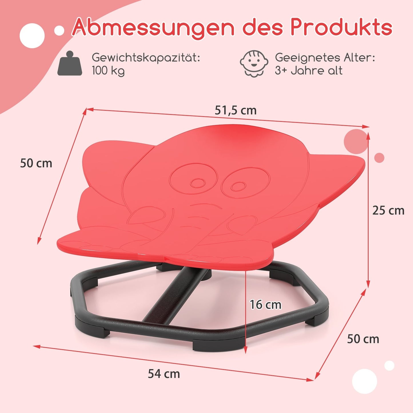 Children's 360 Sensory Swivel Chair, Red Elephant Design