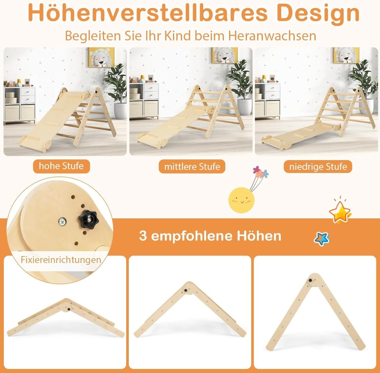 Children's 7-in-1 Climbing Set with Slide, Adjustable