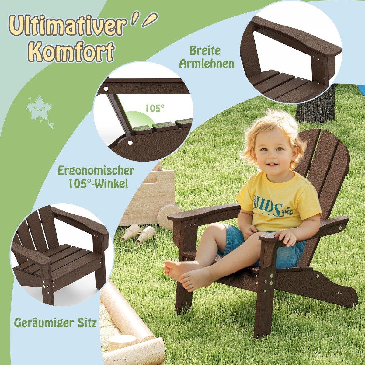 Children's Adirondack Chair, HDPE, Ergonomic Backrest