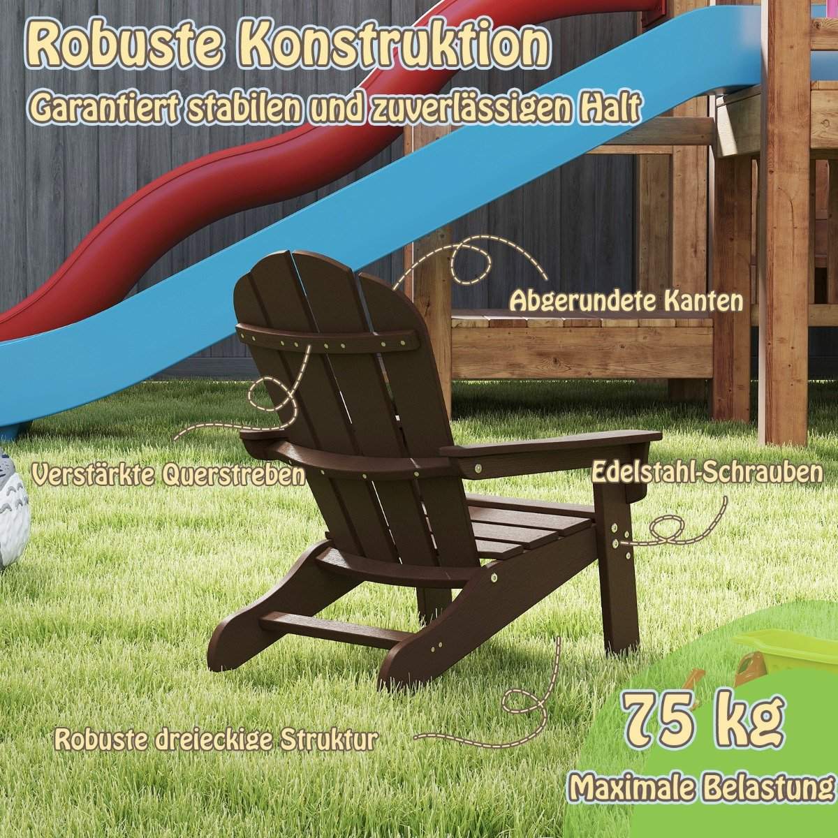 Children's Adirondack Chair, HDPE, Ergonomic Backrest