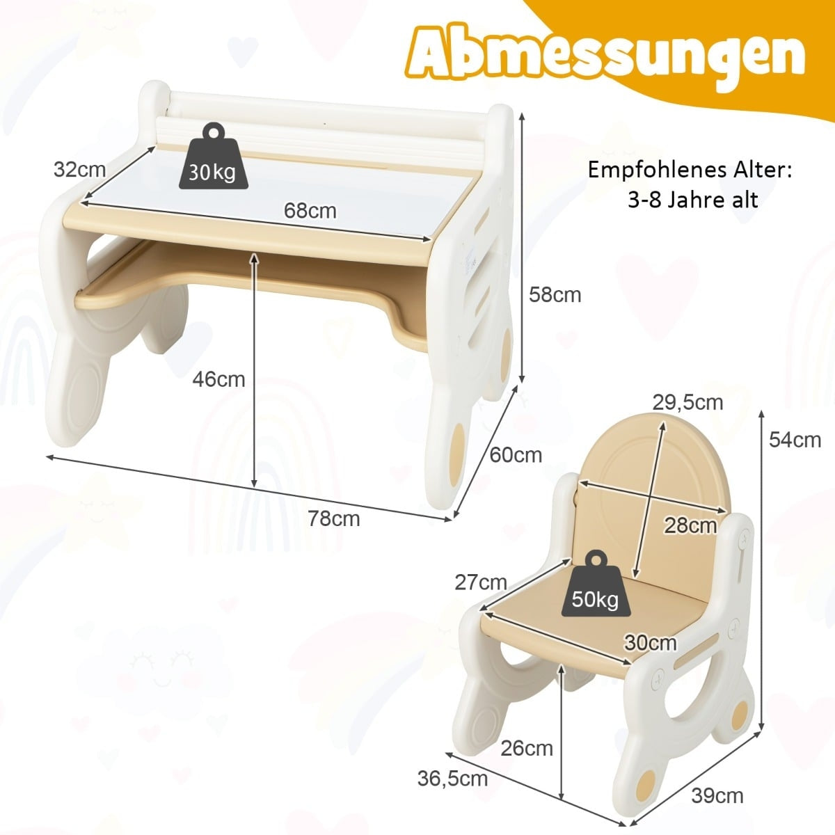 Children's Adjustable Drawing Table and Chair Set