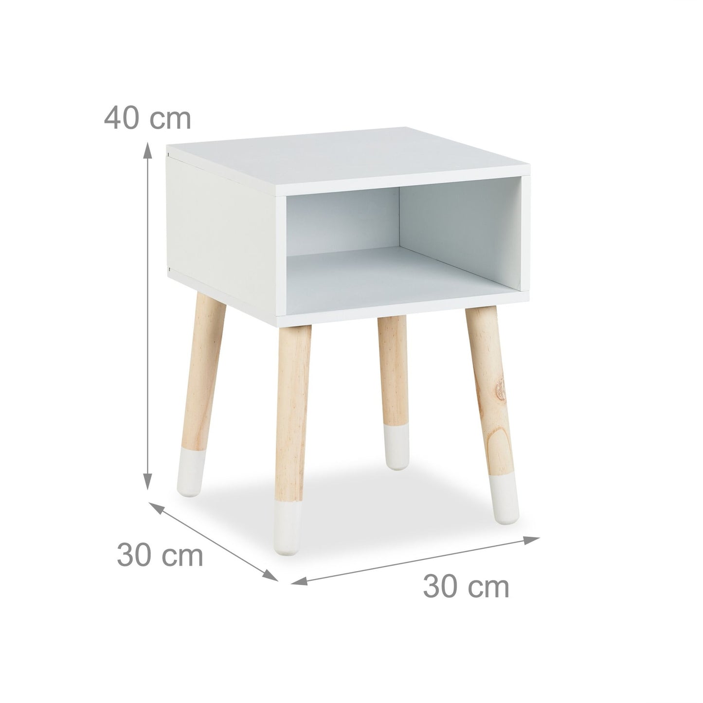 Children's Bedside Table with Shelf, Wooden Legs