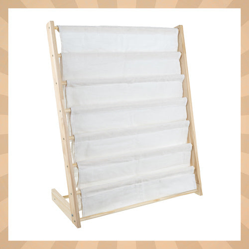 Children's Bookshelf, 6 Shelves, Wood & Fabric, 79x62.5x30 cm