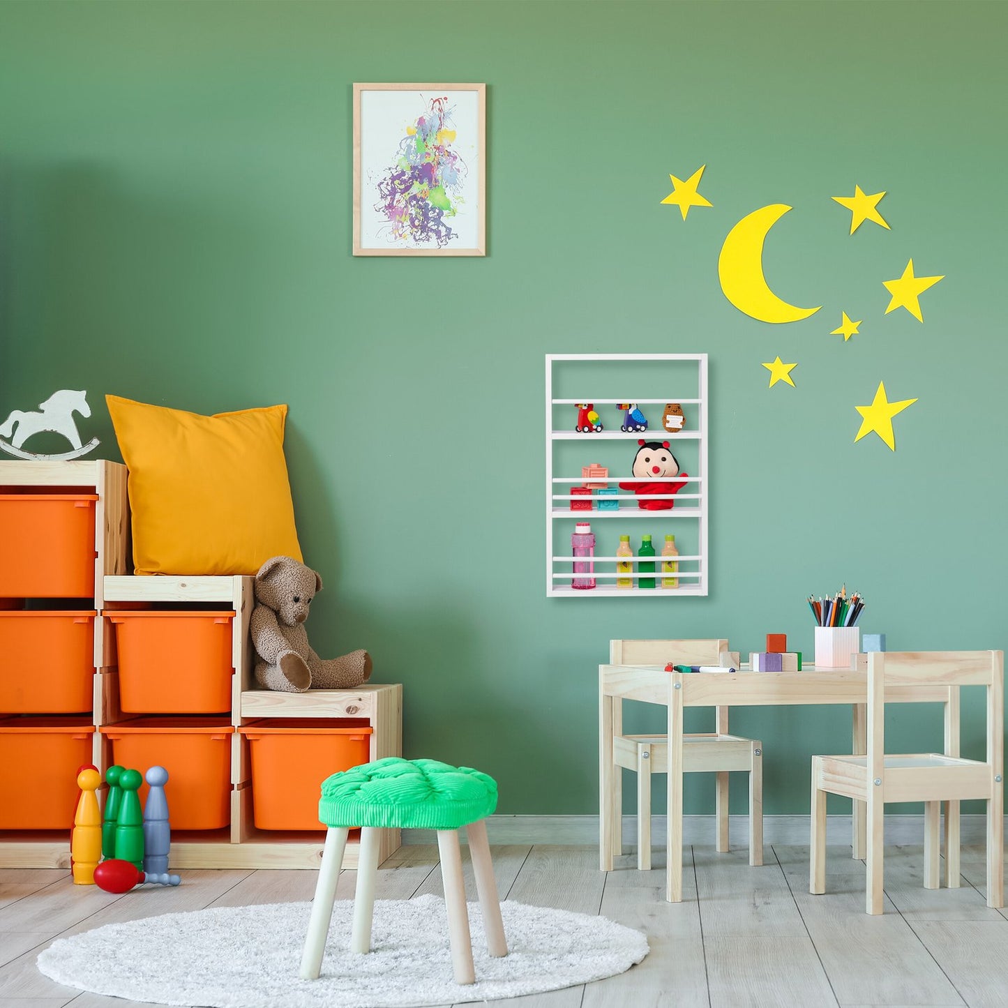 Children's Bookshelf with 3 Shelves, Wall-Mountable