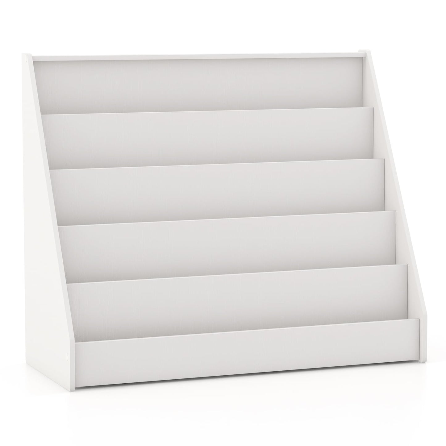 Children's Bookshelf with 5 Shelves, White, Safe Design