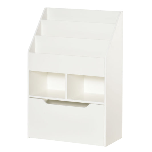 Children's Bookshelf with Drawer, 3-Tier, White, 60x30x90 cm