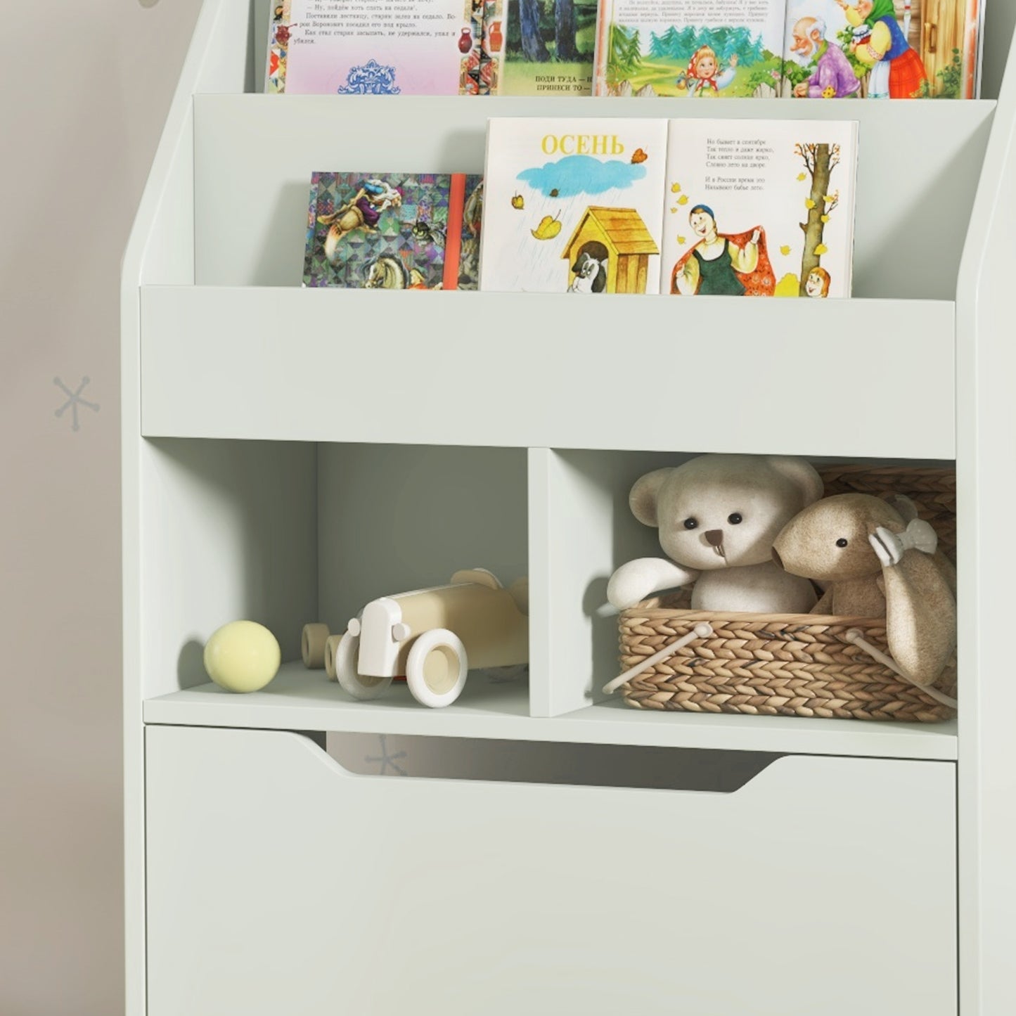 Children's Bookshelf with Drawer, 60 x 30 x 90 cm, Green