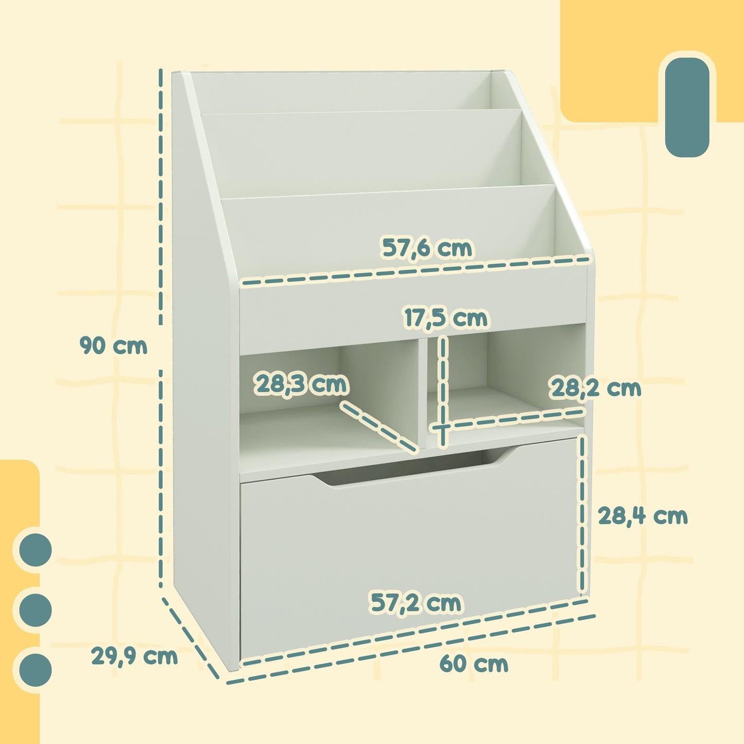 Children's Bookshelf with Drawer, 60 x 30 x 90 cm, Green