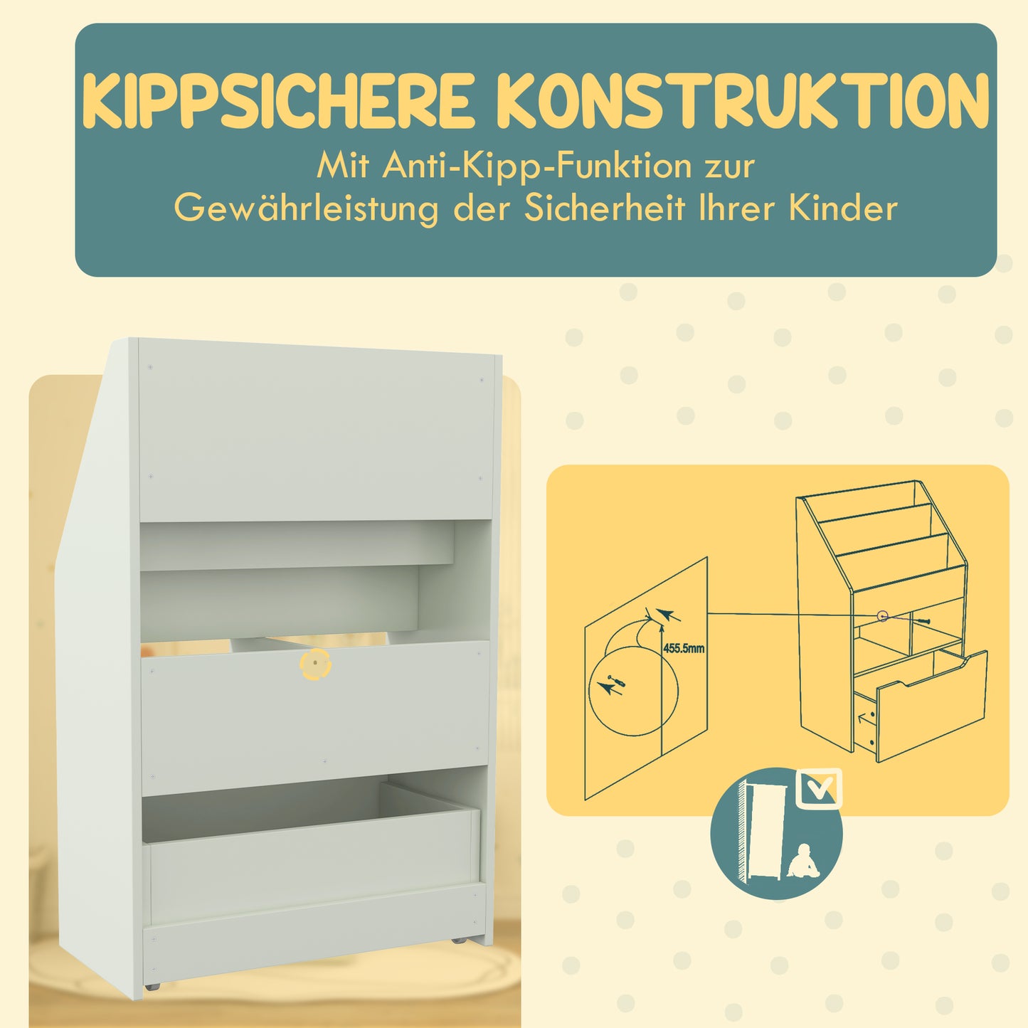 Children's Bookshelf with Drawer, 60 x 30 x 90 cm, Green