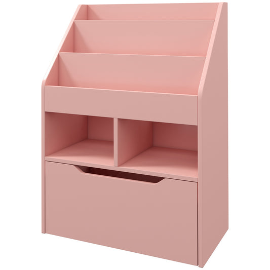 Children's Bookshelf with Drawer, Pink, 60 x 30 x 90 cm