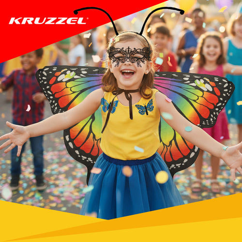 Children's Butterfly Costume Set with Wings & Mask