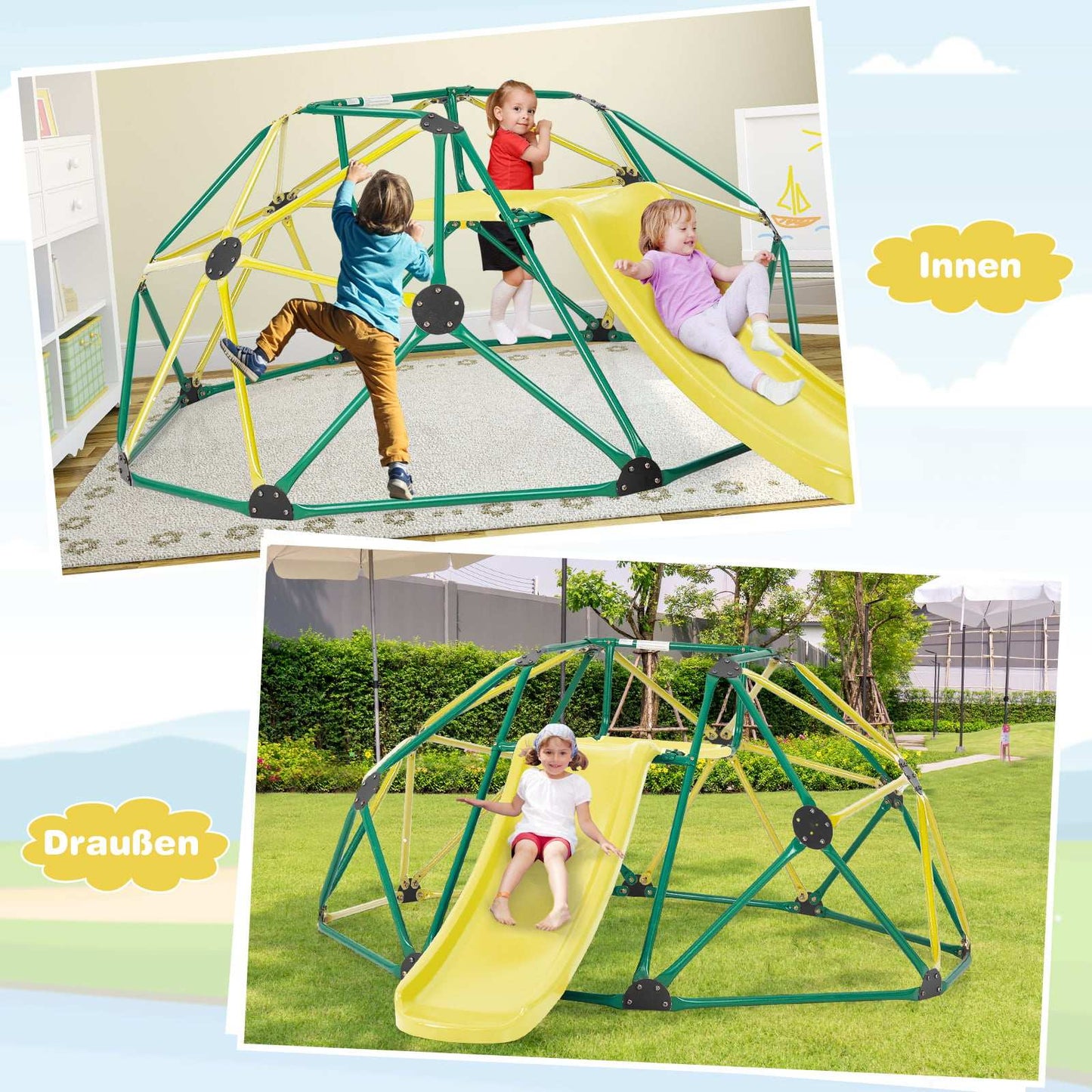 Children's Climbing Dome with Slide, 180kg Capacity