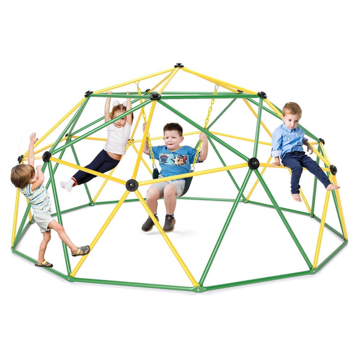 Children's Climbing Dome with Swing, 305cm, Green/Yellow