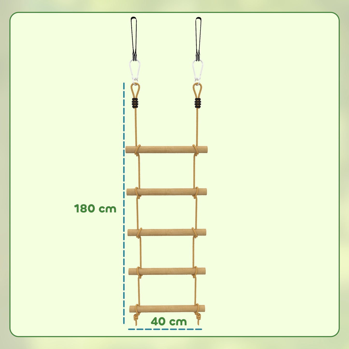 Children's Climbing Rope Set, 5 Wooden Rungs, 1.8m Rope