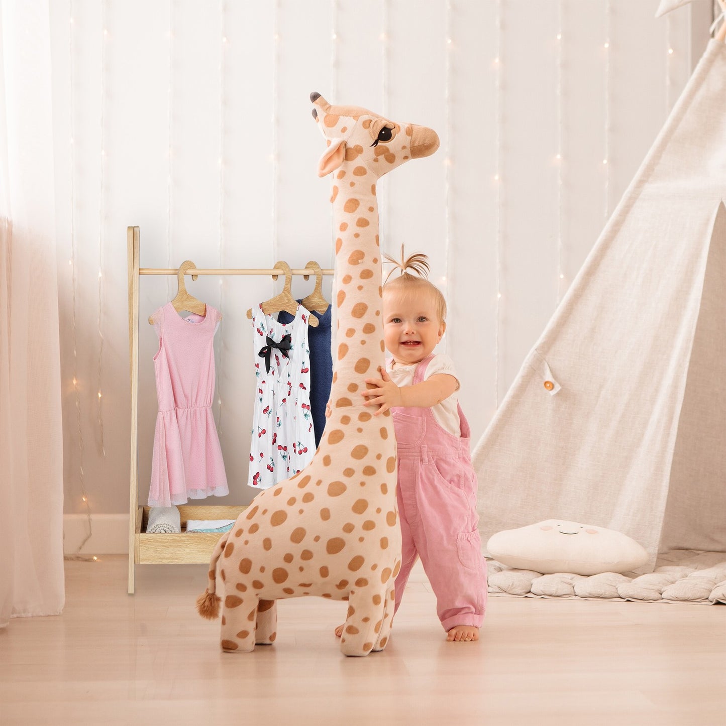 Children's Clothing Rack with Storage Shelf