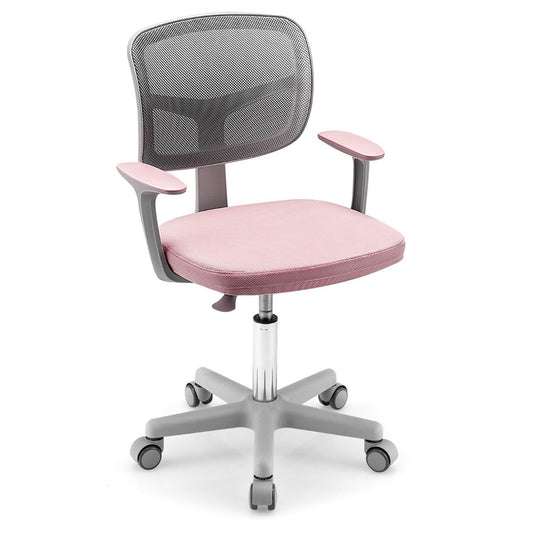 Children's Computer Chair with Adjustable Height & Self-Locking Wheels for 3-10 Years Children Pink