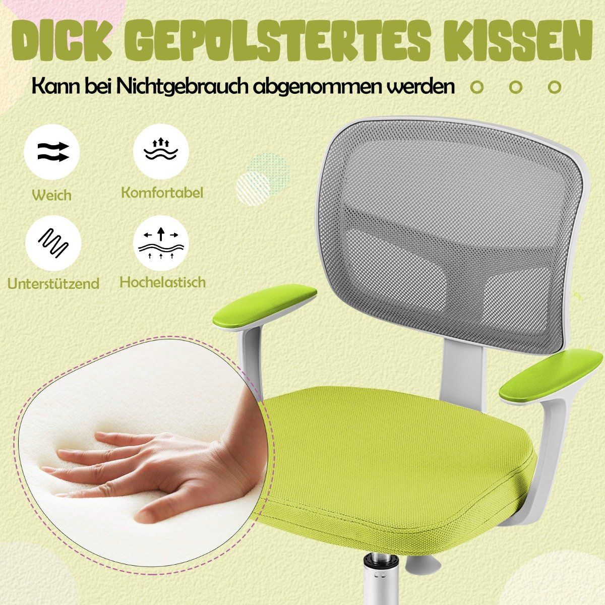 Children's Desk Chair Children's Computer Chair with Adjustable Height Green