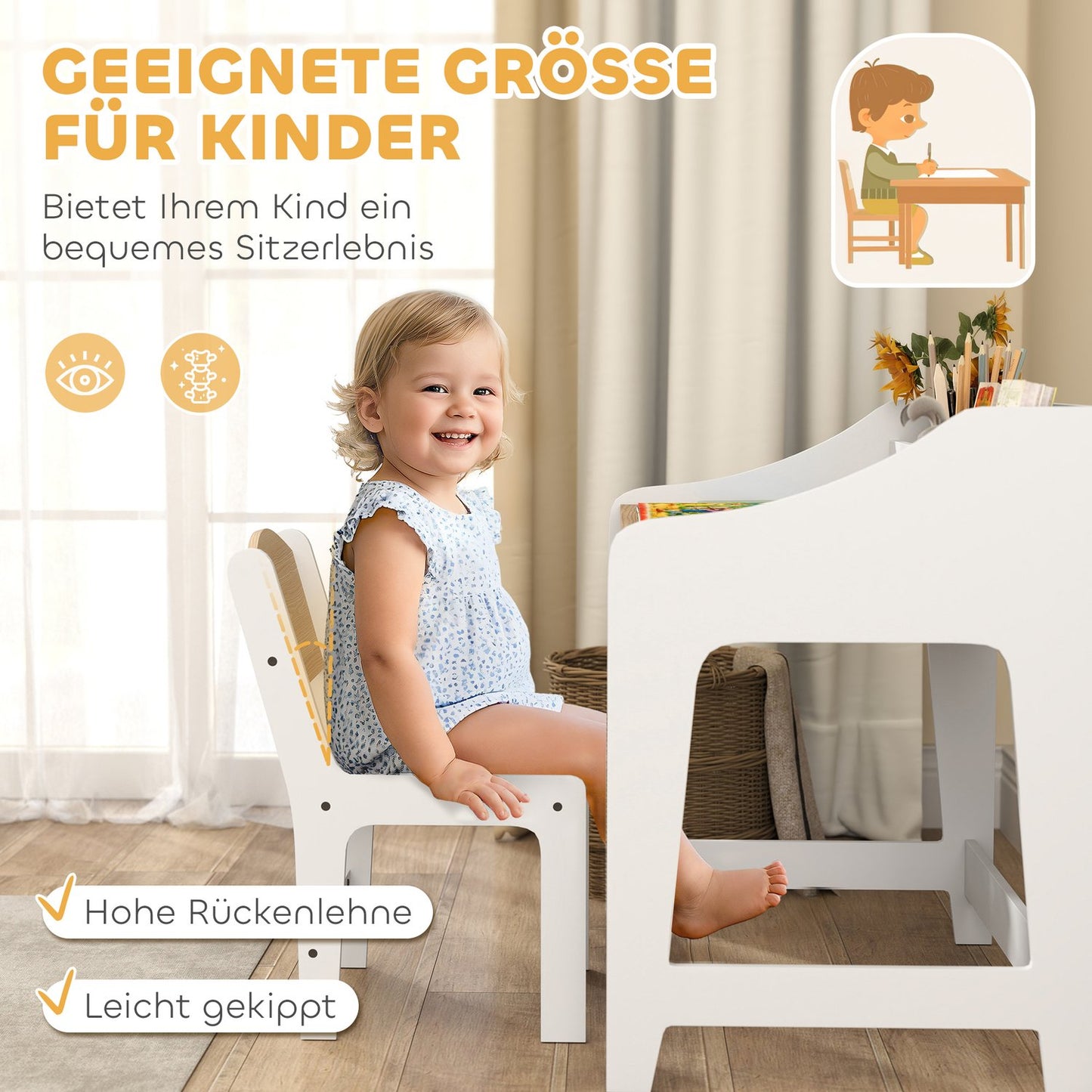 Children's Desk and Chair Set, Ergonomic, Ages 3-8
