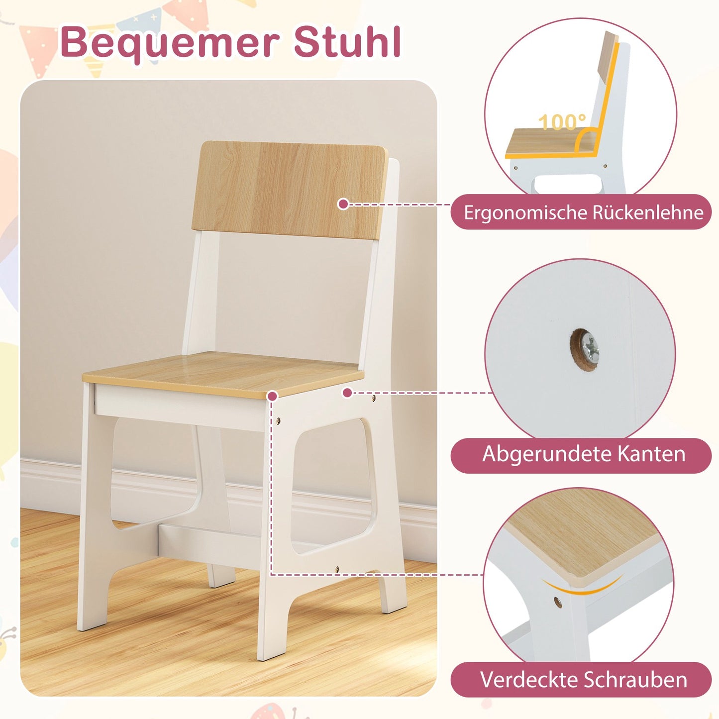 Children's Desk and Chair Set with Storage Shelves