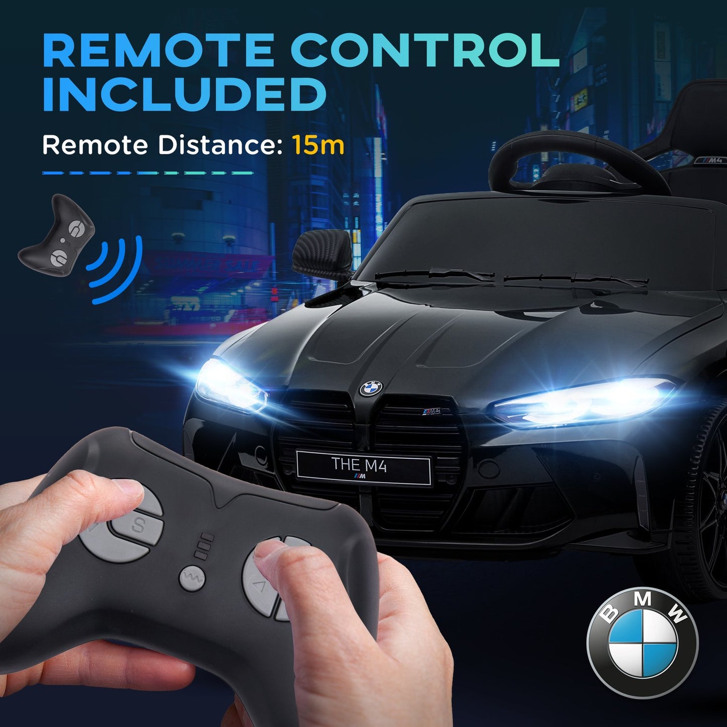Electric ride-on car for children with remote control, MP3, LED
