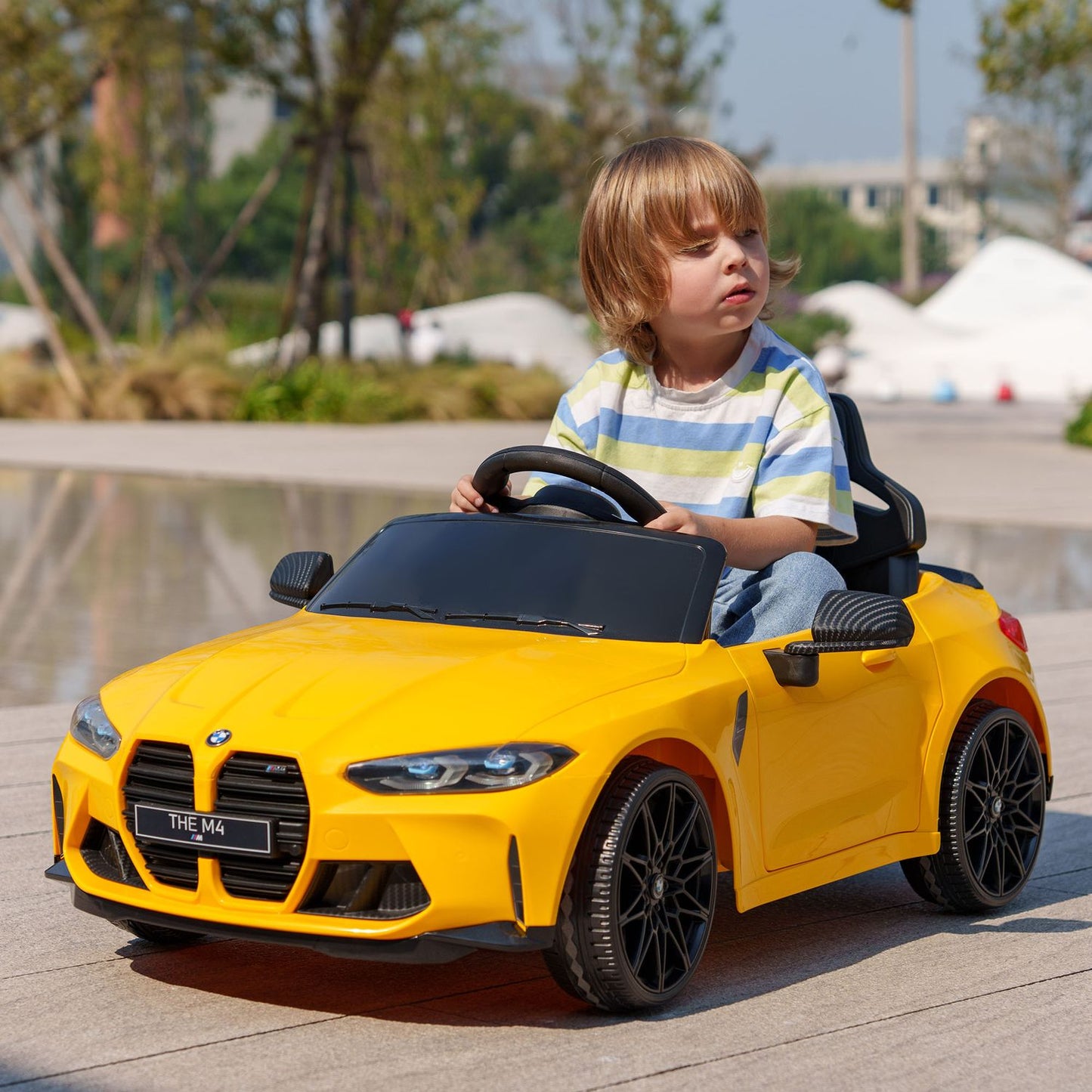 Electric car for children with remote control, MP3 & USB, yellow