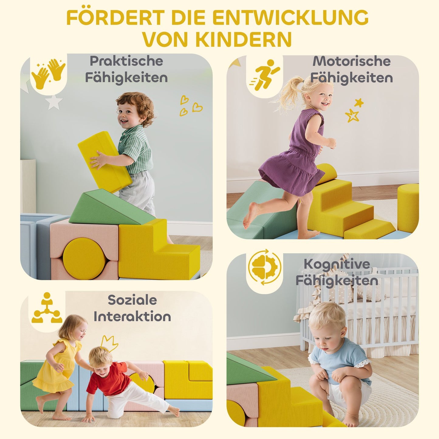 Children's Foam Block Set, 12-Piece, Washable Corduroy