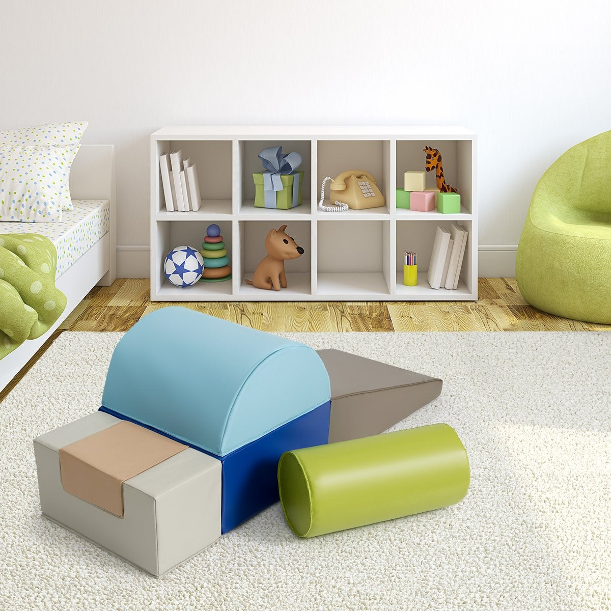Children's Foam Building Blocks Set – 6 Pieces, Brown