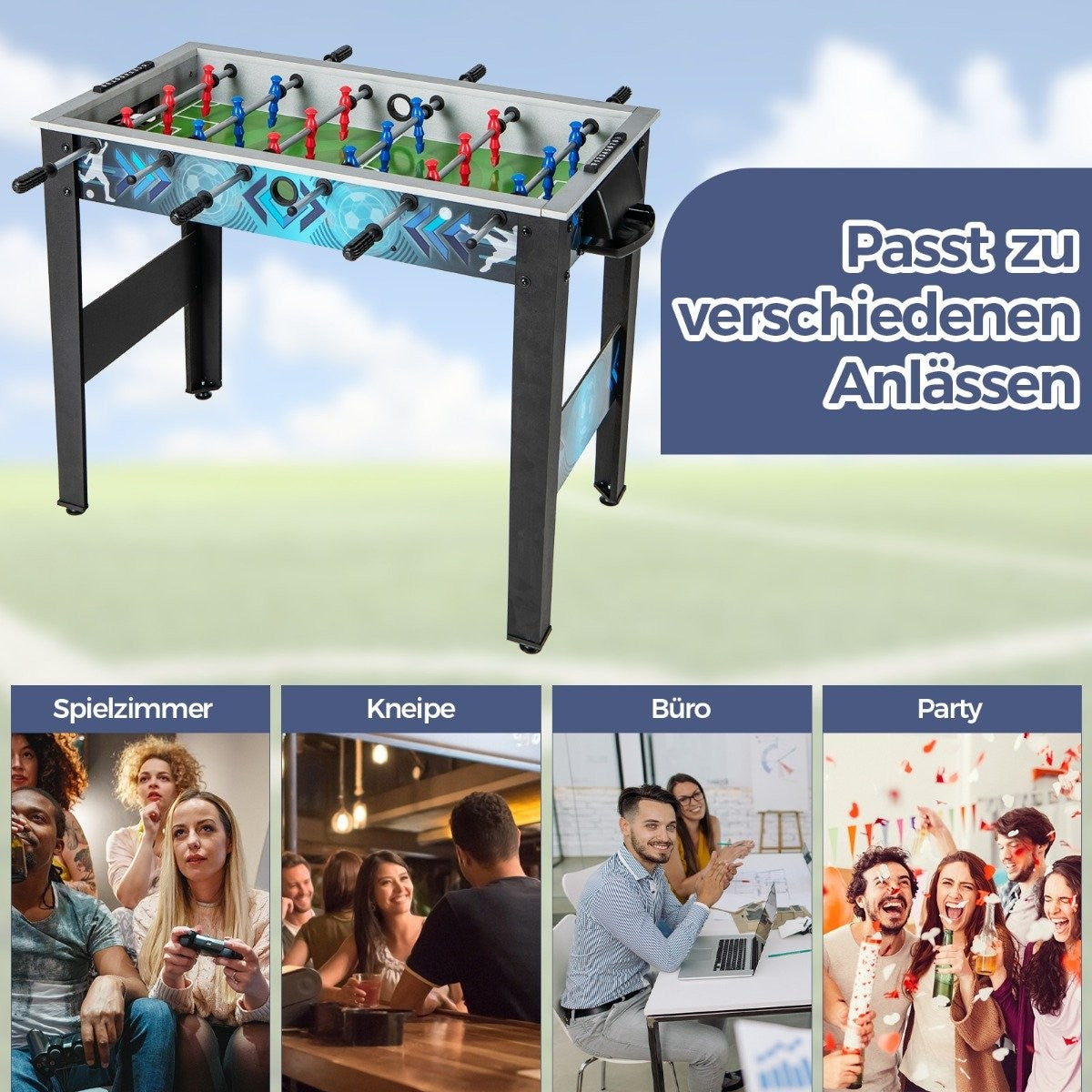Children's Foosball Table with 2 Balls & 18 Players