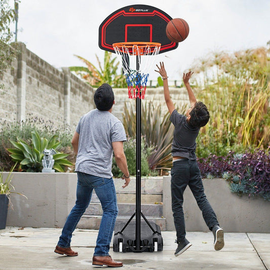 Children's Height Adjustable Basketball Stand for Indoor and Outdoor Use Black + Red