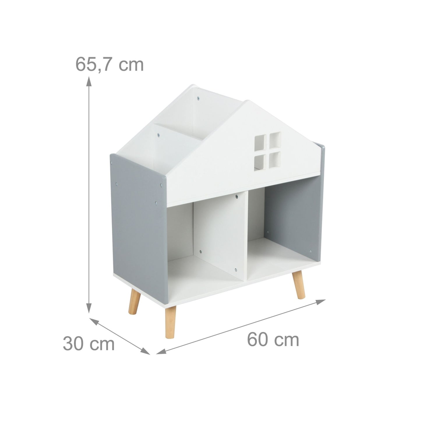 Children's House-Shaped Shelf, MDF and Pine Wood