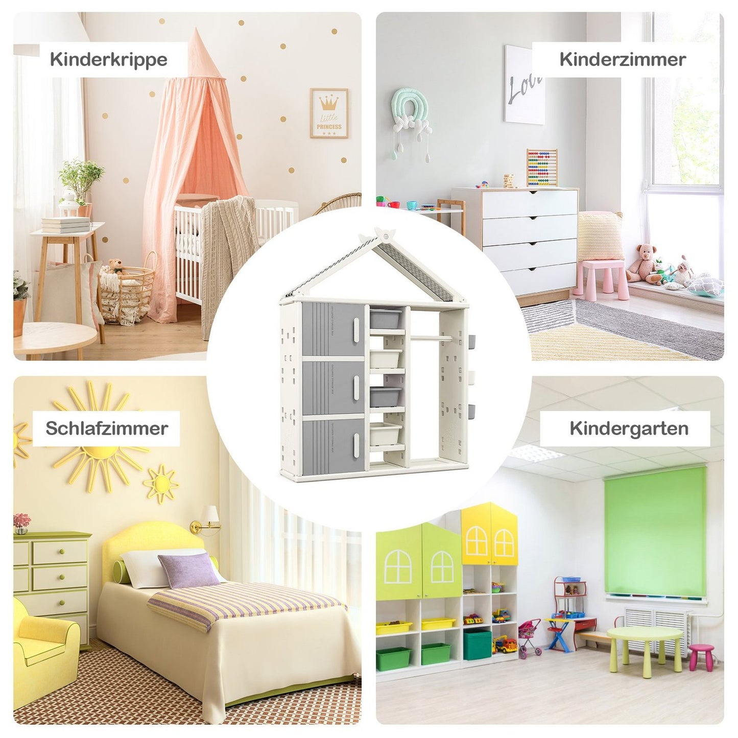 Children's House-Shaped Wardrobe with Clothes Rail