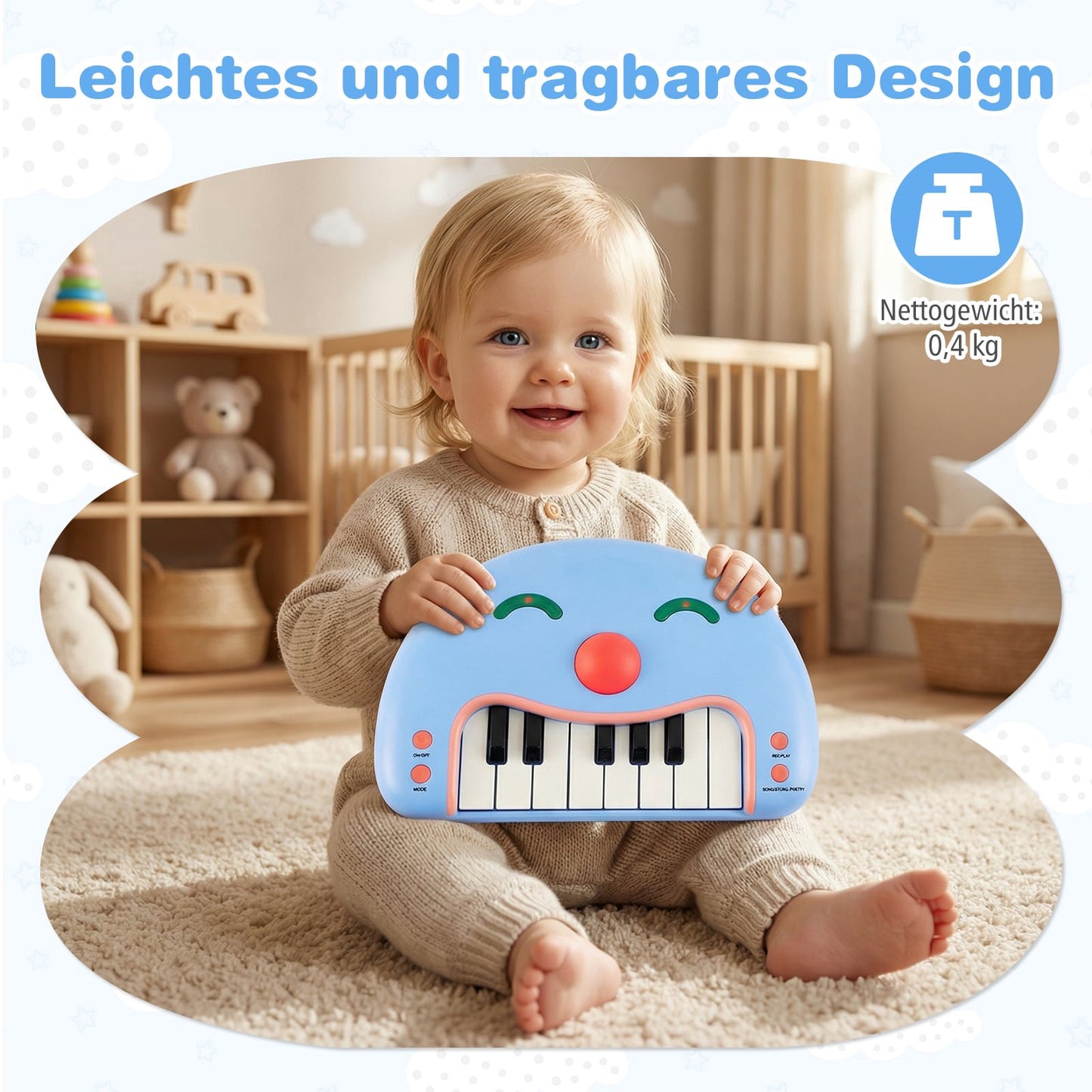 Children's Keyboard Piano with Lights and Music, 13 Keys