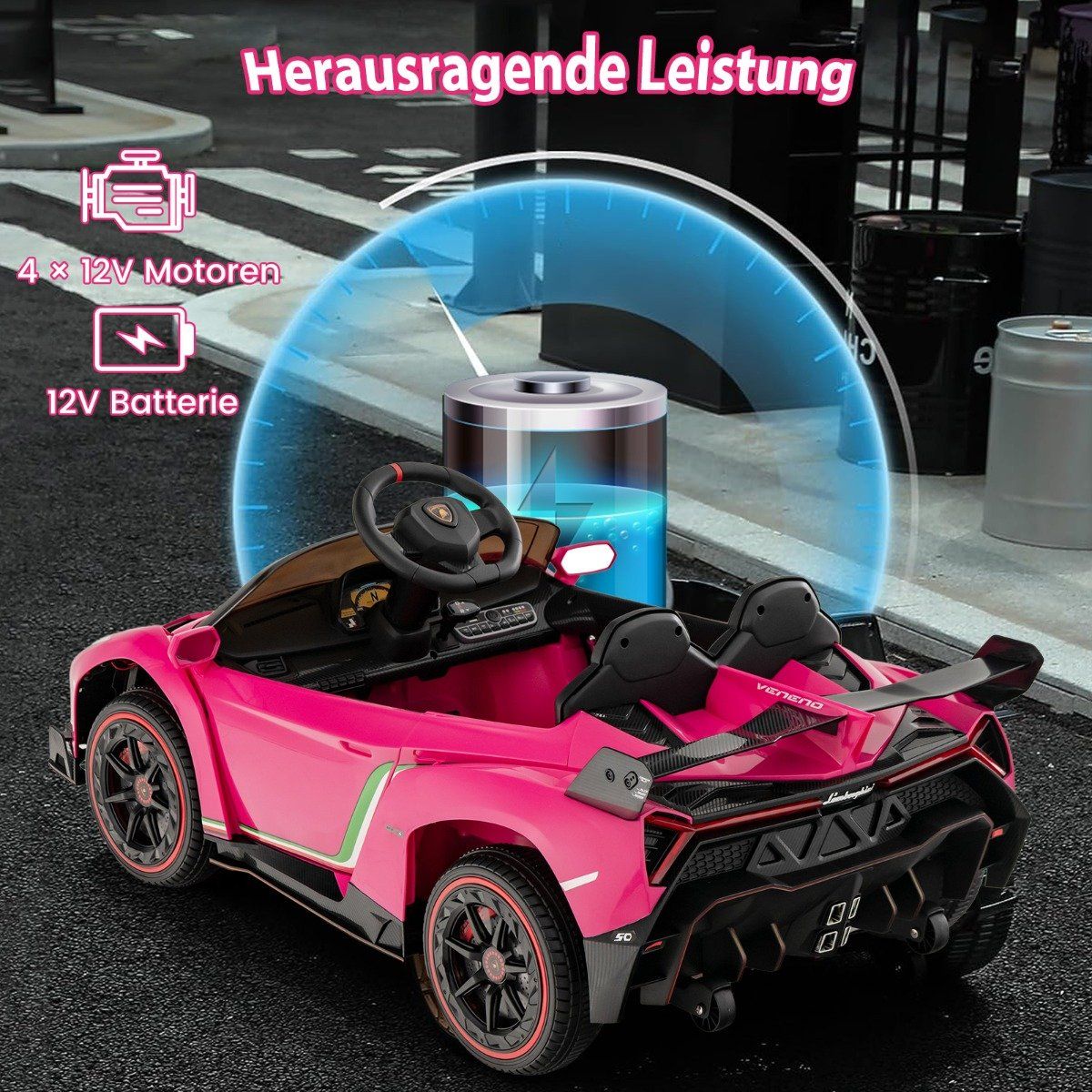 Children's Lamborghini electric car with remote control & LED headlights & horn & music children's car pink