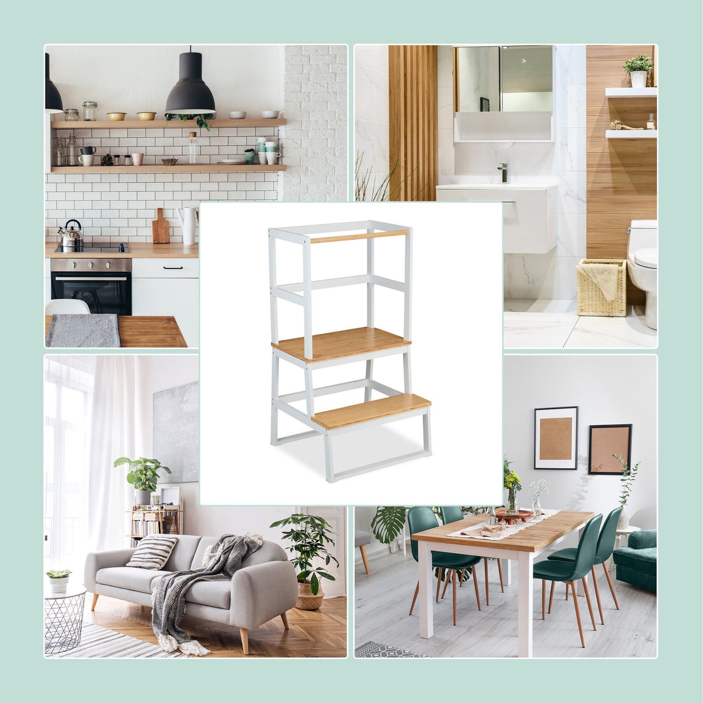 Children's Learning Tower, Bamboo, Age 1+, Safety Rail