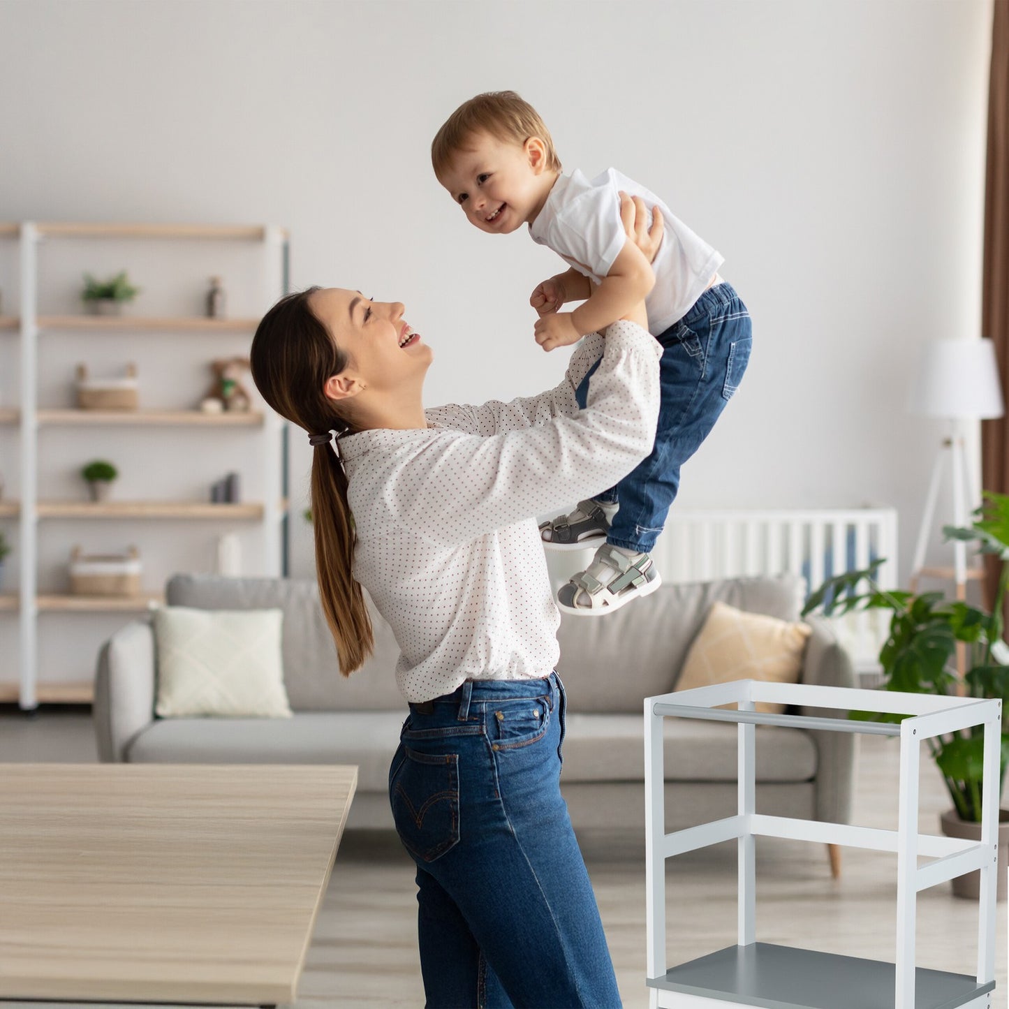 Children's Learning Tower, Bamboo, Age 1+, Safety Rail