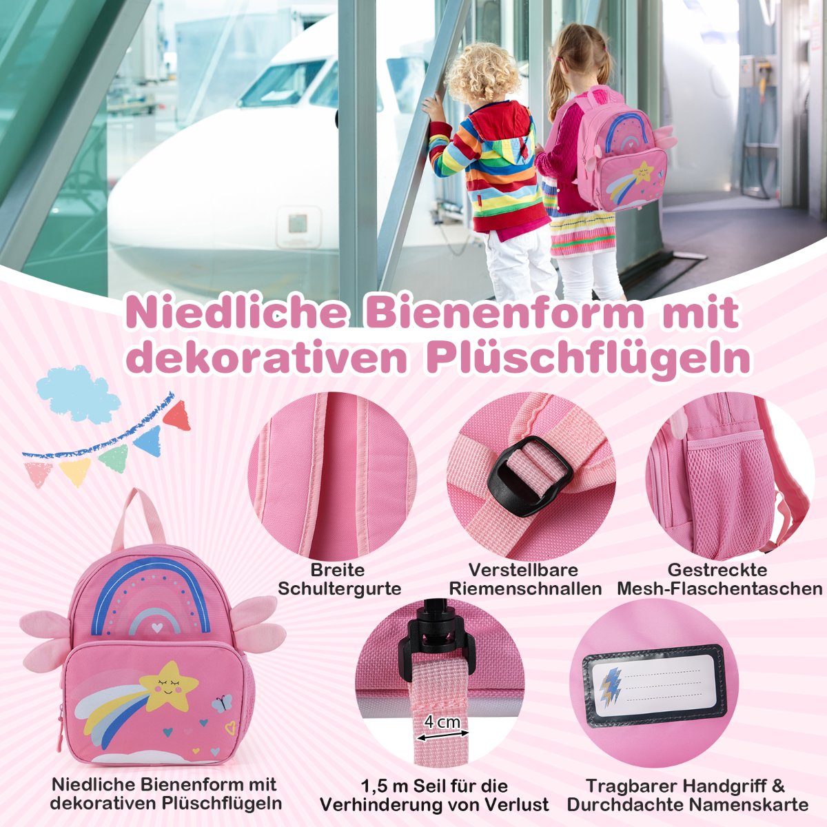 Children's Luggage Set: 47cm Ride-On Suitcase & 30cm Backpack