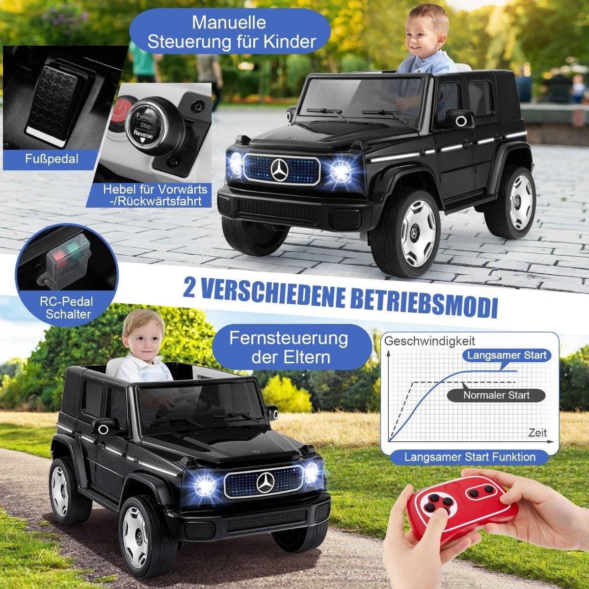 Children's Mercedes-Benz electric car with 2.4G remote control &amp; Headlight 12V electric vehicle black