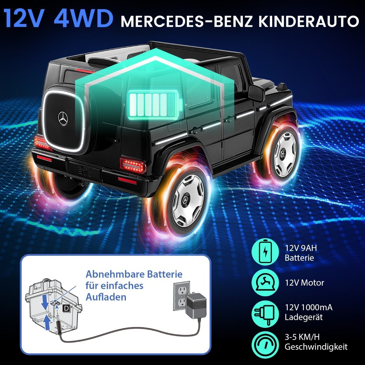 Children's Mercedes-Benz electric car with 2.4G remote control &amp; Headlight 12V electric vehicle black