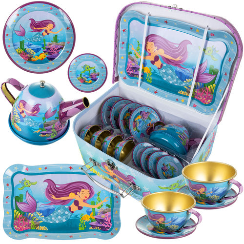 Children's Mermaid Tea Set – Metal, 9-Piece, BPA Free