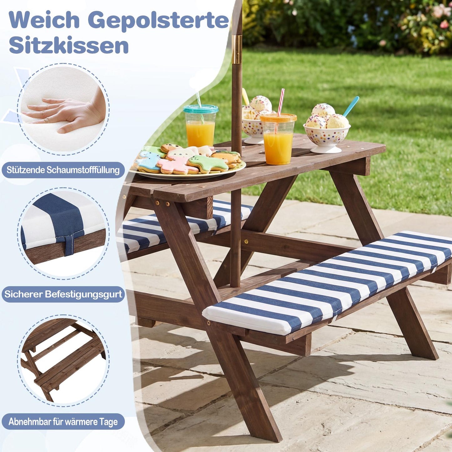 Children's Outdoor Table Set with Adjustable Umbrella