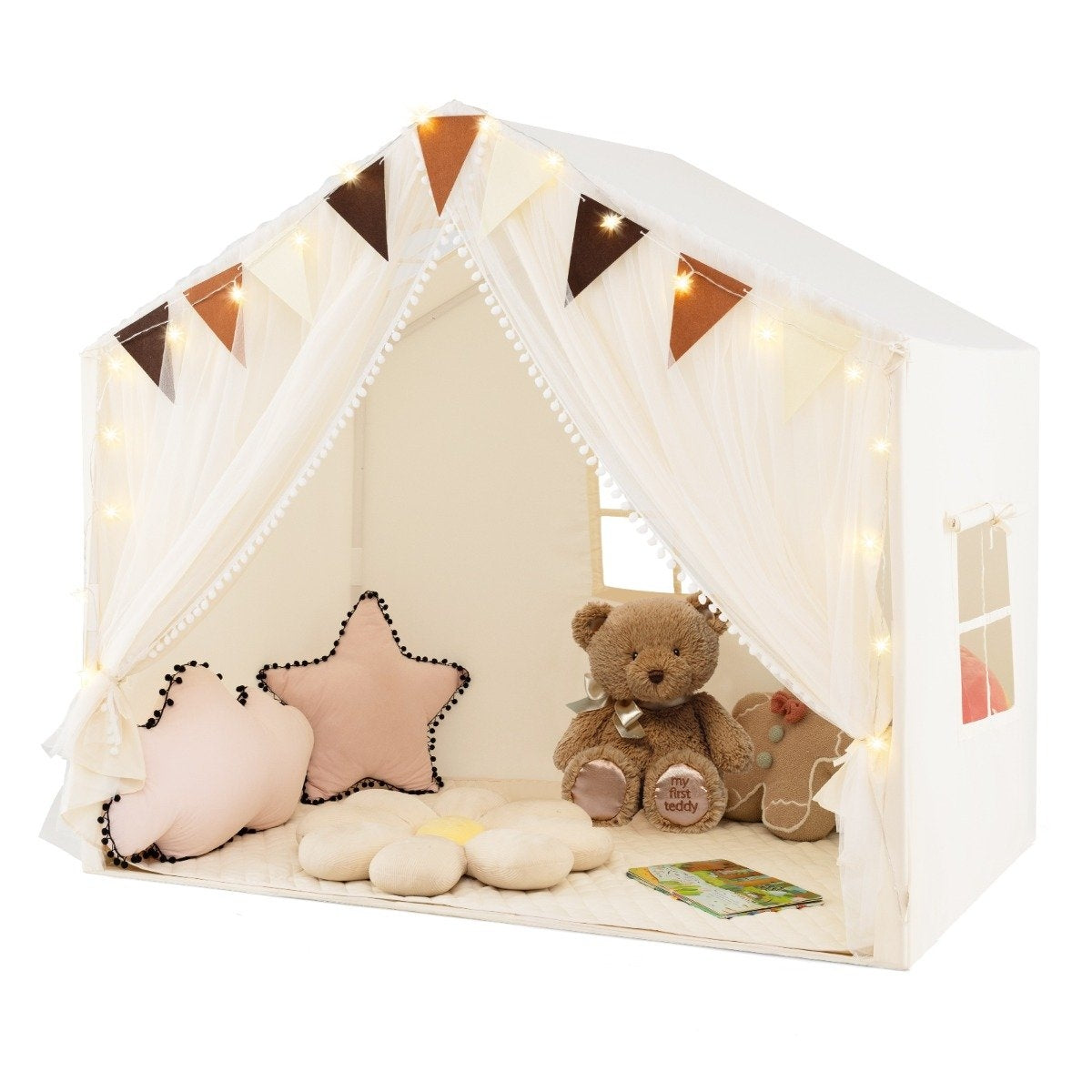 Children's Play Tent with Curtains & Star Lights