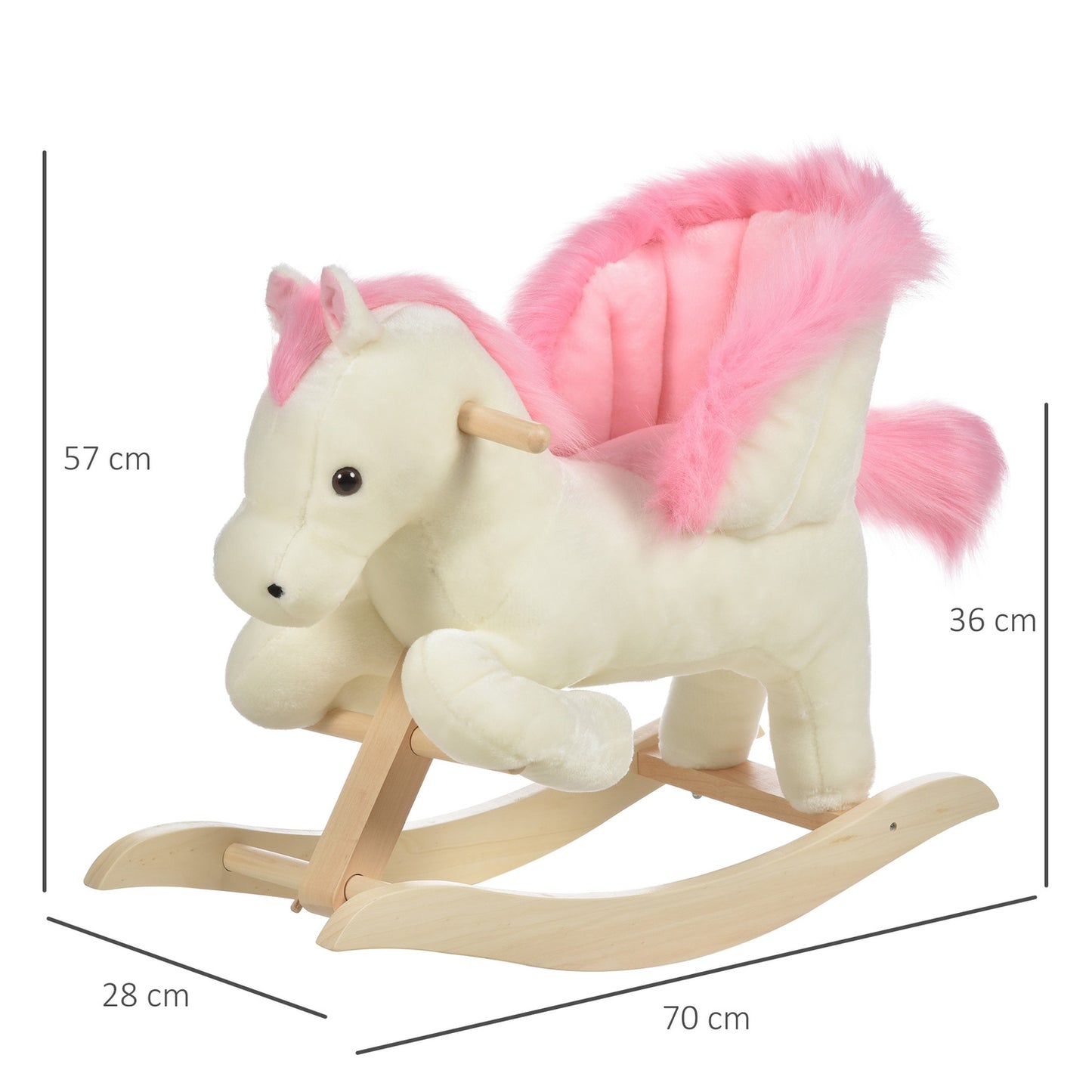 Plush rocking horse with sound and handle, 18-36 months