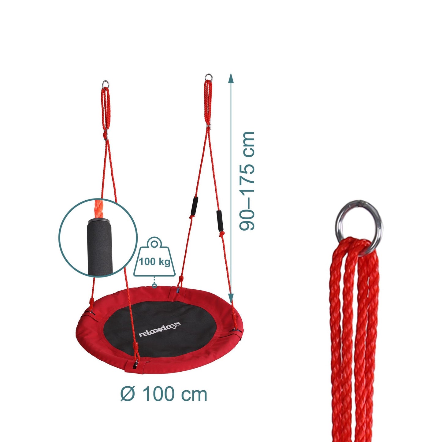 Children's Round Nest Swing with Foam Handles