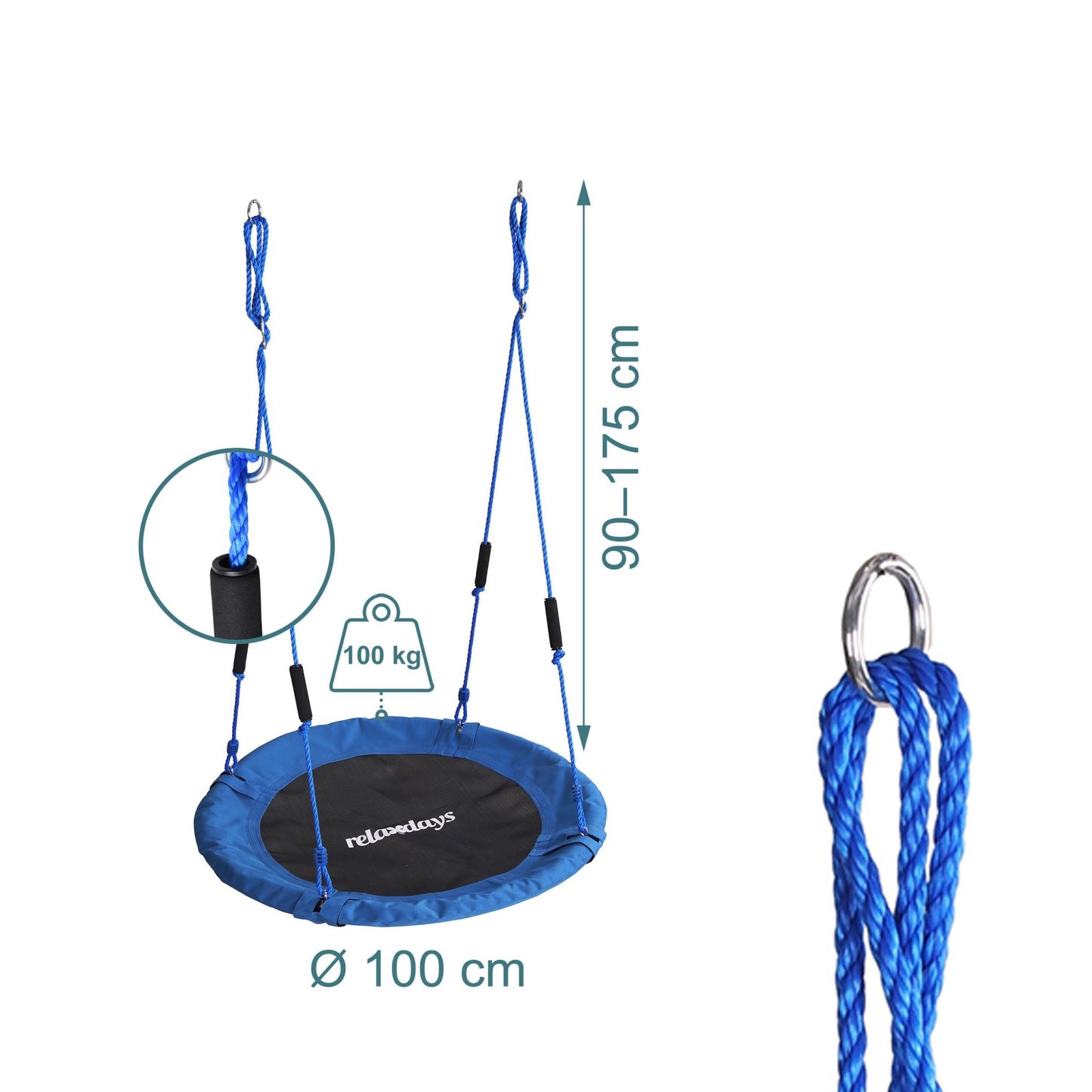 Children's Round Nest Swing with Foam Handles