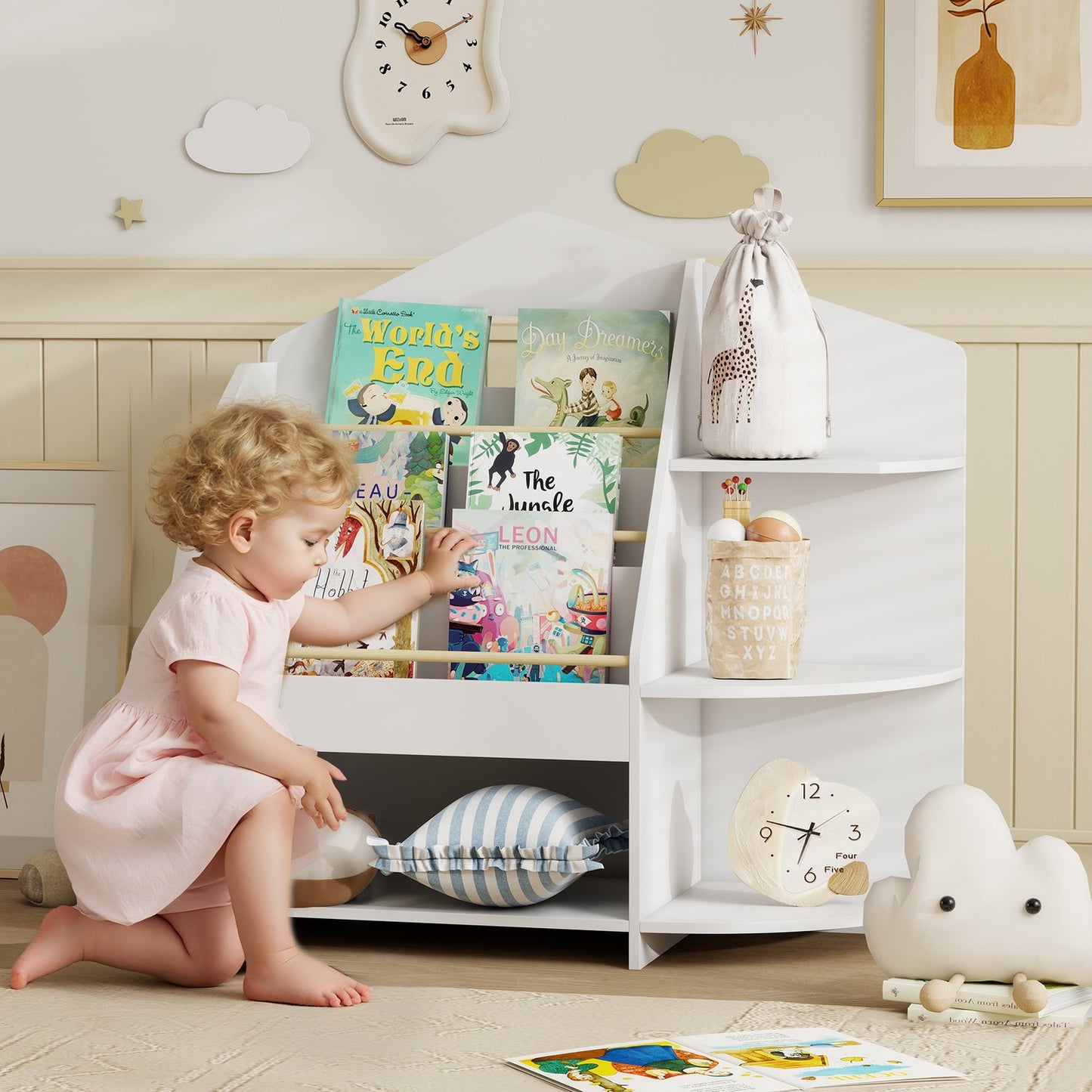 Children's Shelf, 7 Tiers, Holds 40kg, White