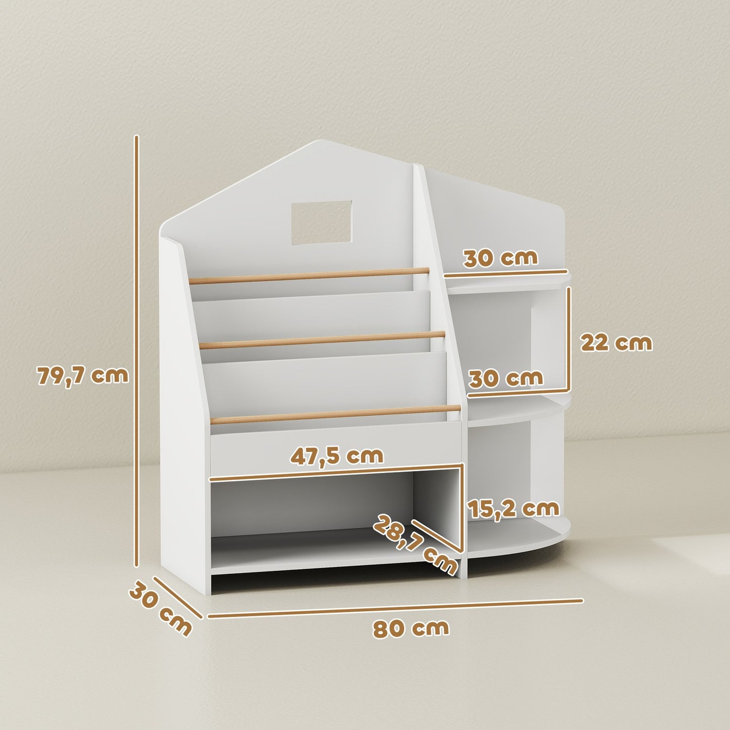 Children's Shelf, 7 Tiers, Holds 40kg, White