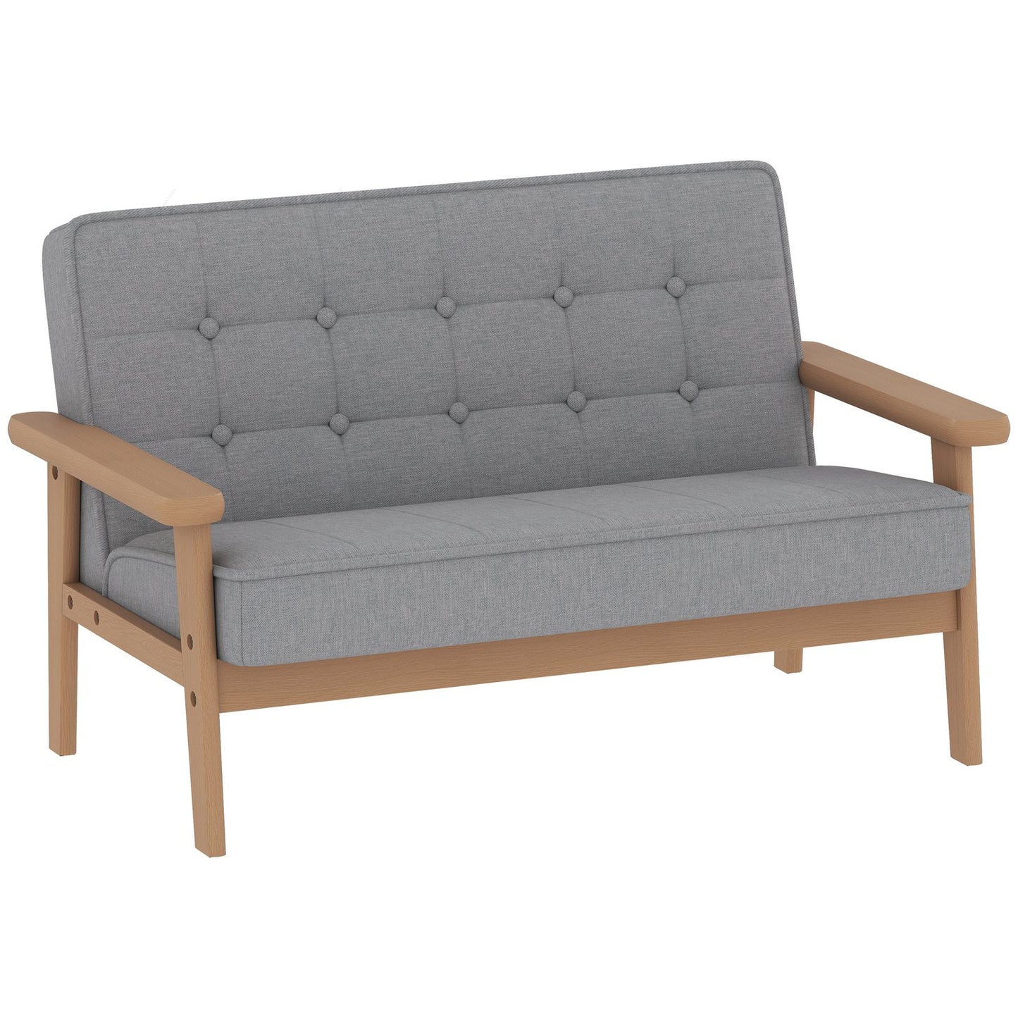 Children's Sofa, Velvet Look, Wood Frame, Ages 3-15, Gray