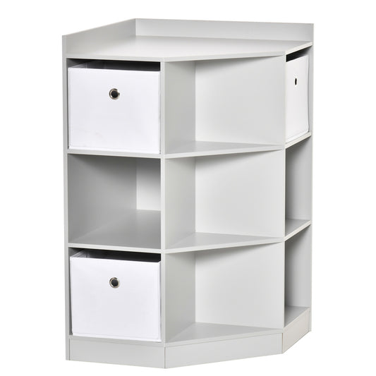 Children's Storage Shelf, 3 Fabric Drawers, Grey MDF