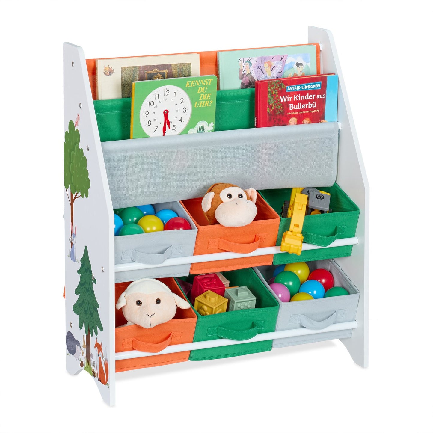 Children's Storage Shelf with 6 Boxes and 2 Compartments